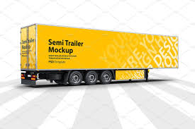 Semi Trailer Truck Psd Mockup Semi Trailer Semi Trailer Truck Transportation Design