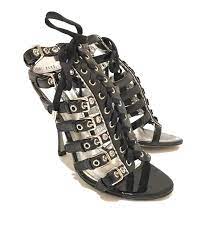 DOLCE & GABBANA Black Patent Leather Bondage Gladiator High Heel Sandals  6.5 37 | eBay