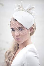 Birdcage Veil Cocktail Hat Felt Hat Vintage Style Wedding Perch Hat With Designer Leaf Detail Siobhan In 2021 Bridal Hat Wedding Hats Veiled Hats