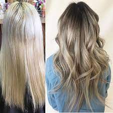 Before After From A Flat Global Bleach To A Dimensional Ombre Root Shade Low Lights Toner Hairbysie On I Hair Inspiration Hair Beauty Bleached Hair