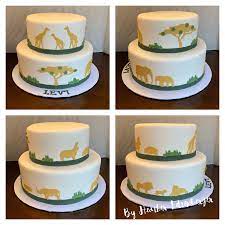 Safari Jungle Animals 2 Tier Baby Shower Cake Lion Birthday Cake Safari Baby Shower Cake Baby Shower Cakes