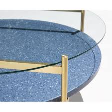 Coffee tables end tables (1792). Duotone Coffee Table Round Brass Clear Glass Blue Mosaic Rouse Home