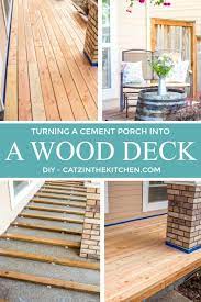 Our perforated floor tiles work great for a patio, deck, rooftop, pool deck, wet areas, and outdoor play areas. Diy Turning A Cement Porch Into A Wood Deck Porch Makeover Concrete Patio Building A Porch