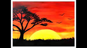 Scenery drawing with oil pa. Pin On Sunset Landscape Scenery Drawing With Oil Pastels