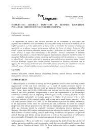 Pdf Literacy Practices And Business Education Pedagogic Intentions For Teacher Training