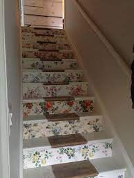 Great Way To Solve The Bare Floorboard Noise Issue Small Pieces Of Carpet In The Centre Of Each Step Stair Decor Earthy Home Stairs And Doors