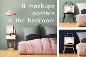 8 Mockups Posters In The Bedroom In Indoor Advertising Mockups On Yellow Images Creative Store