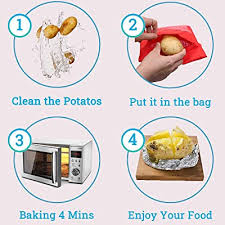 .potatoes to come out extra steamy and have problems with your potatoes drying out, try wrapping the potatoes in plastic wrap before microwaving. Buy Microwave Potato Bag 3 Pack Reusable Express Microwave Potato Cooker Bag Baked Potato Cooker Perfect Potatoes Just In 4 Minutes Red Baked Pouch Online In Japan B08xytns4k
