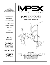 Impex Wm 348 Home Gym User Manual Manualzz Com