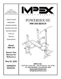 impex wm 348 home gym user manual manualzz com