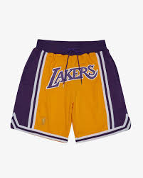 Women's pant styles include stylish and comfortable los angeles lakers leggings, joggers, and capris, while men can choose from lakers sweatpants, basketball shorts, and training shorts. Just Don X Mitchell Ness Los Angeles Lakers Shorts Fitforhealth