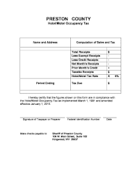 Just fill out the blank hotel receipt template and print it or send it to. Fillable Online Prestoncountywv Hotel Recipts Form Fax Email Print Pdffiller