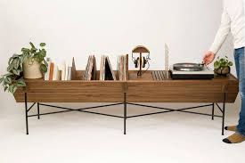 A Modular Credenza Table Designed To Truly Showcase Your Vinyl Collection Turn Table Vinyl Table Design Furniture Design