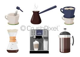 Let's take a quick look at the three most common ways to brew coffee with a little. Coffee Shop Collection Few Ways To Make Coffee Different Mays Stock Vector Crushpixel