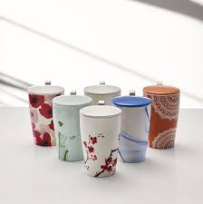 Tea Forte S Kati Steeping Cup With Infuser Loose Tea By The Cup Simple Double Wall Ceramic Tumbler And Integrated Stainle Gourmet Tea Loose Tea Tea Gifts