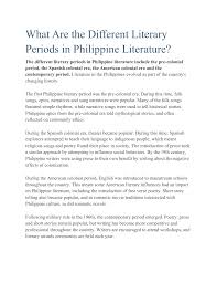 What Are The Different Literary Periods In Philippine Literature