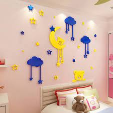 Good Night Bear And Moon Design 3d Acrylic Wall Stickers Baby Room Nursery School Wall Decorations Diy Sticker Birthday Gift Wall Stickers Aliexpress