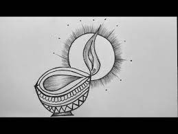 Diya Drawing For Diwali Festival Diwali Speical Drawing Simple Easy Diya Pencil Drawing Youtube Pattern