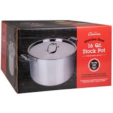 Covered stock pot and swiss diamond® 8.5 qt. 16 Quart Tri Ply Stainless Steel Stockpot W Cover Commercial Grade Canning Pot Gourmet Cooking Sauce Pot Dishwasher Safe Induction Compatible Nonstick Interior Stay Cool Handles Camerons Products
