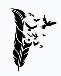 Feather With Birds Vinyl Decal For Cars Laptops Sticker Mirrors Etc Horses Stickers Tickerstumblr Stickerslaptop F Kus Siluet Kus Sanat Cizimler