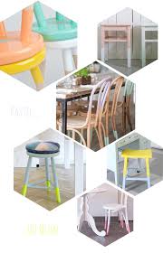 Idees Relooking Deco Chaises Tabourets Peinture Diy Makeover Bicolore Neon Pastel Deco Maison Relooking Meuble Deco