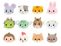 Chinese horoscope drawing featuring colorful silhouettes of every animal of the zodiac. 12 Animals Zodiacface Stock Vector Crushpixel