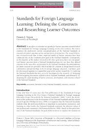 Pdf Standards For Foreign Language Learning Defining The Constructs And Researching Learner Outcomes
