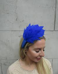 Royal Blue Feather Padded Headband Fascinator Races Wedding Halo Crown  Spiky Feather Ladies Day Hair Band Headpiece Cobalt U1p
