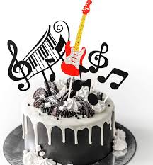 Zwischendurch mal lust auf einen gitarrenkuchen? 8 Stucke Musik Noten Cupcake Toppers Gitarre Kuchen Toppers Musikalisches Thema Geburtstag Party Bedarf Amazon De Spielzeug