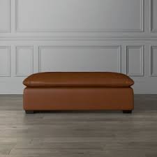 4d concepts brings us this combination ottoman and coffee table, with removable center wood tray revealing a finished wood surface interior. Berkshire Leather Coffee Table Ottoman Williams Sonoma