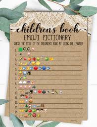 Rustic Kraft Children S Book Emoji Game Template Country Baby Shower Baby Stuff Country Winter Baby Shower Themes
