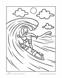 Foster the literacy skills in your child with these free, printable coloring pages that can be easily assembled into a book. Surfing The Perfect Wave Worksheet Education Com Coloring Pages Alphabet Preschool Surfing