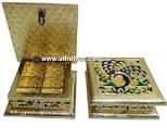 Golden Meenakari Dry Fruit Box | Diwali Return Gift Online | Athulyaa