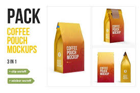 Coffee Pouch Mockup 3 In 1 Pack Mockup Mockup Design Design Template