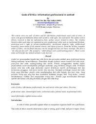 Check spelling or type a new query. Pdf Code Of Ethics Information Professional In Context Mat Salleh Mohd Nor Academia Edu