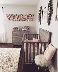 Rustic Girl S Nursery With Floral Name Baby Girl Nursery Room Girl Nursery Room Baby Girl Room