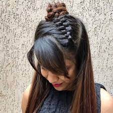 Indian Top Knot With Diagonal Braid Braided Hairstyles Indian Braids Hair Styles