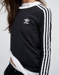 Adidas Originals Three Stripe Long Sleeve T Shirt Long Sleeve Tshirt Outfit Black Long Sleeve Shirt Adidas Tee