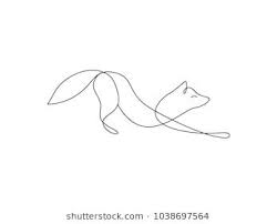 Fox Line Art Icon Abstract Outline Fox Hand Drawn Minimalism Style Art Icon Line Art One Line Tattoo