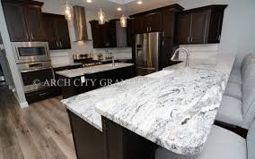 Black And White Granite Countertops Lighter Version Silver Cloud Granite Installed With Dark Espresso Cabinets White Granite Countertops Espresso Cabinets Espresso Kitchen Cabinets