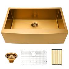 Do you know where has top quality gold kitchen sinks at lowest prices and best services? Lordear Stainless Steel 33 In Single Bowl Farmhouse Apron Front Kitchen Sink 16 Gauge Matte Gold Farm Sink Barsin Lag3321r1 The Home Depot