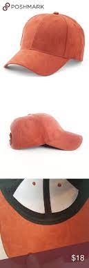Faux Suede Burnt Orange Baseball Hat Vegan Cap Suede Faux Suede Vegan Suede