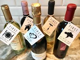 A Year Of Firsts Wine Tags Free Shipping Bridal Shower Gift Wedding Gift By Elleettedesigns On Etsy Ht Bridal Shower Wine Shower Wine Wedding Wine Gift