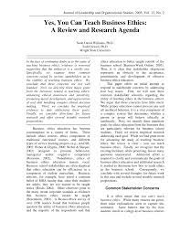 Pdf) Yes, You Can Teach Business Ethics: A Review And Research Agenda
