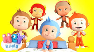 Bes Kucuk Maymun Yatakta Ziplamis Cocuk Sarkilari Heykids Youtube