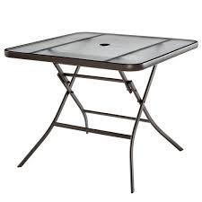 Hampton Bay Mix And Match Steel Folding Glass Outdoor Patio Dining Table Fts01201s The Home Depot In 2020 Patio Dining Table Tempered Glass Table Top Patio Dining