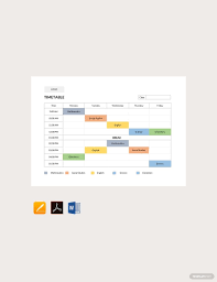 Free School Timetable Template Pdf Word Doc Excel Apple Mac Pages Apple Numbers In 2020 School Timetable Timetable Template Templates