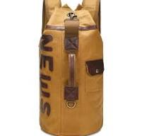 Borsa a zaino casual retrò in tela cerata e pelle bovina impermeabile per  uomo - Giallo