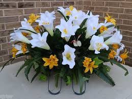 Flower Saddle For Tombstones Headstone Memorial Tombstone Cemetery Silk Flower Saddle Wreath Whi Memorial Flowers Funeral Floral Funeral Floral Arrangements