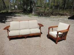 A Cushman Colonial Maple Sofa And Club Chair Paddle Arms Vintage Club Chairs Colonial Furniture Outdoor Furniture Sets